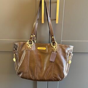 Coach Dark Brown Leather Tote/ shoulder bag chocolate